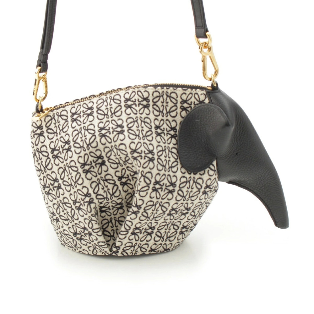 Loewe Elephant Anagram Jacquard Shoulder Bag Black White